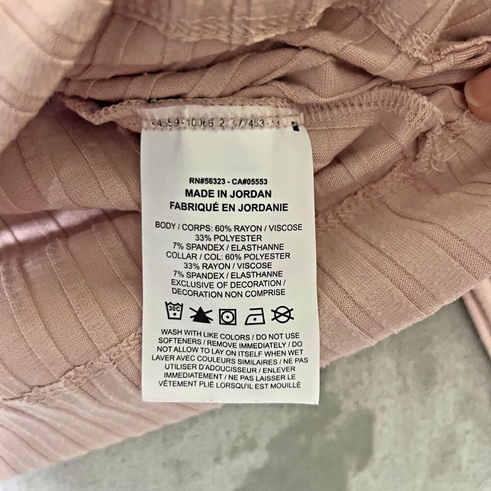 Nike Yoga Luxe Sweater Womens Small Pink Ribbed Shawl Collar Long Sleeve Top - Picture 4 of 7